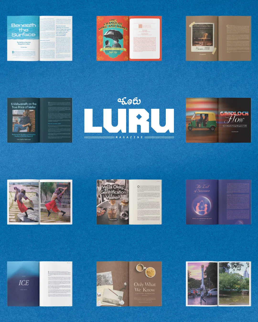 Flat Lay of design from Luru magazine Issue 02 Water edit