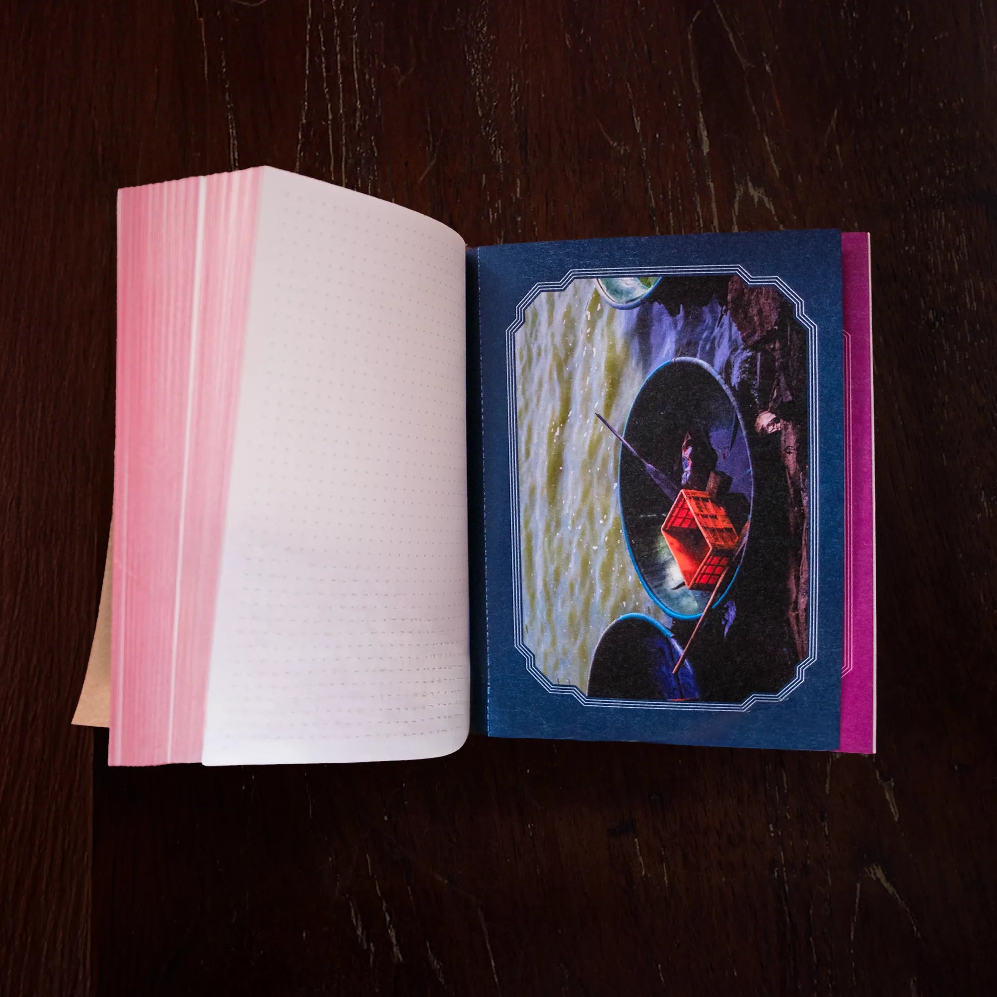 Luru Magazines A6 notebook with a dot grid matrix and original Luru postcards