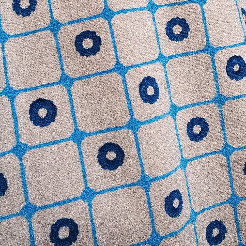 Close up of Luru's block printed tote bag made by Nav Prabhuti Trust